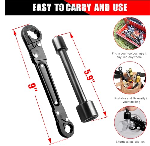 Plumbing Tools, Angle Stop Wrench Kit, Plumbing Wrench. New Compression Angle Stop and Removing the Compression Ring Professional Plumbing Toolset For Easy Angle Stop And Supply Nut Installation - color: Black, Angle on Stop Wrench Kit