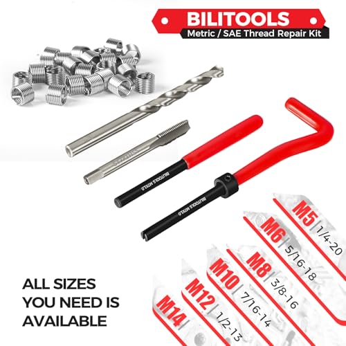 BILITOOLS M7x1.0 Helicoil Thread Repair Kit Metric, HSS Drill Heli Coil Repair Kit - size: M7 x 1.0, style: Metric