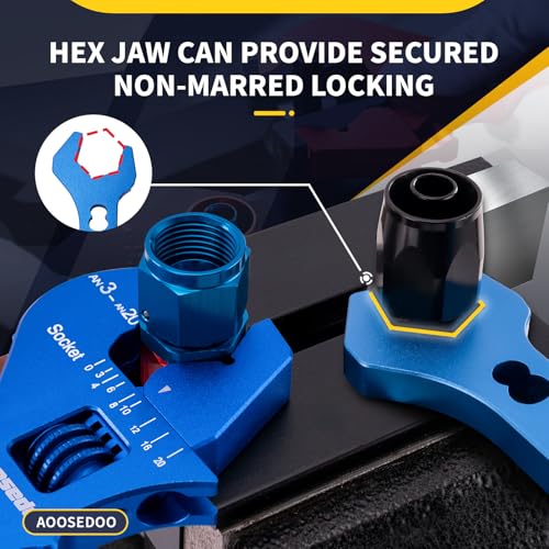 3AN-20AN AN Fitting Wrench AN Fitting Tool for AN Hose Fitting Assembly Adjustable Lightweight Aluminum Blue With Double-ended AN Wrench 6AN Socket-AN8 B-nut Blue - color: Blue, size: 3AN-20AN