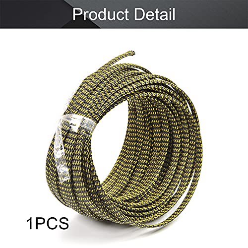 Othmro 32.8ft Length PET Flexible Expandable Braided Cable Sleeves 0.24in Width Wire Loom Sleeving and Organizer Flexible Wire Mesh Sleeves for TV Audio PC Computer Cords from Pet Chewing Black Gold - color: Black Gold, size: 0.15" Dia/32.8Ft