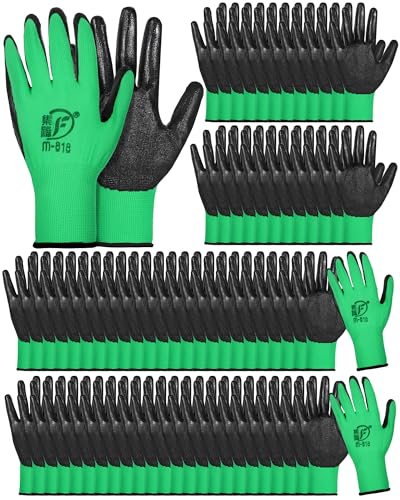 Potchen 72 Pairs Garden Work Gloves Bulk Pack for Men and Women - color: Green