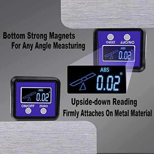 Digital Angle Gauge and Protractor, eOUTIL Digital Angle Finder Inclinometer Level Box with Magnetic Base for Woodworking, Table Saw, Construction, Drilling Machinery, Masonry - color: Blue