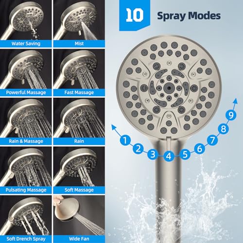 Hibbent All Metal cUPC Certified High Pressure Rainfall 10'' Shower Head - color: Brushed Nickel, style: Square 10''