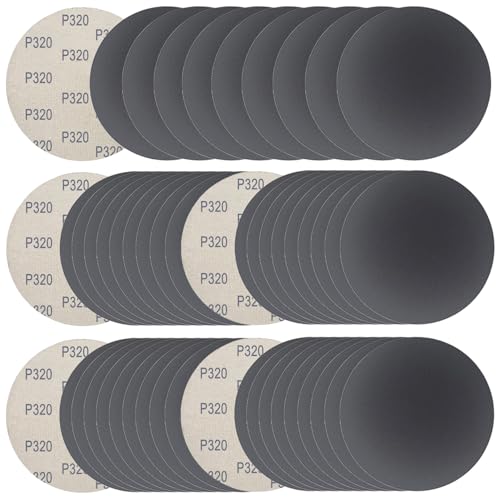 6 Inch 50 Pcs Wet Dry Hook and Loop Sanding Discs, No Hole, 320 Grit - style: Grit 320