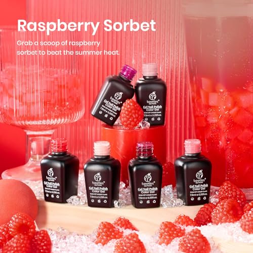 Beetles Gel Polish Set, 6 Pcs Burgundy Red Purple Brown Nail Gel Polish Kit - color: A - Creme | Raspberry Sorbet