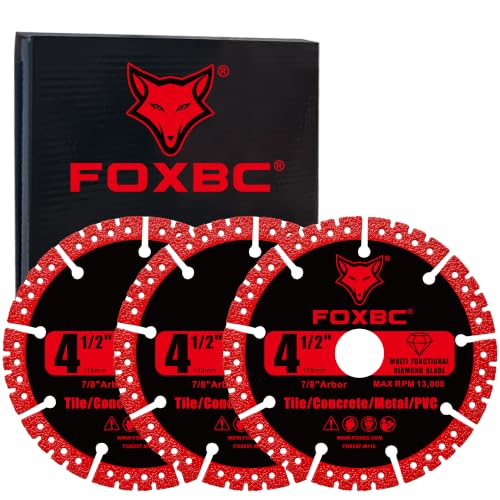 FOXBC 4-1/2 inch Diamond Blades, Multi-Purpose Metal Cutting Wheel - 3 Pack