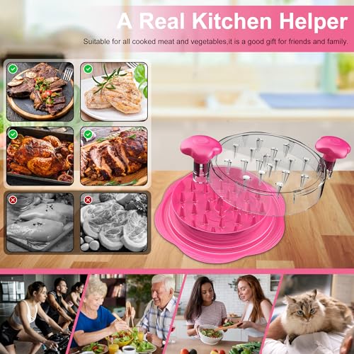 Chicken Shredder Tool Twist Large Meat Shredder with Brush&Fork, Hot Pink - color: Hot Pink