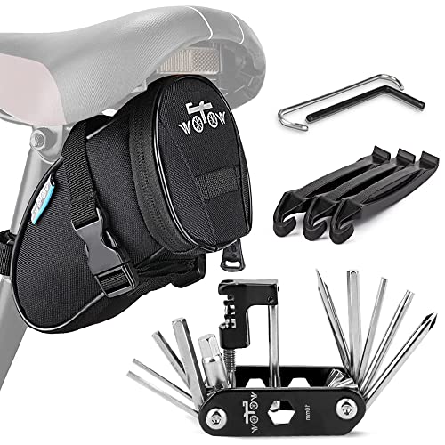 WOTOW 14 in 1 Bike Repair Tool Kit & Bike Saddle Bag - style: 14 in 1 Multitool (Black)