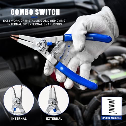 6-Inch Snap Ring Plier Internal/External with Interchangeable Tips - size: 6-Inch
