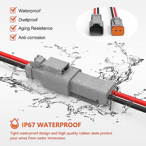 Deutsch DT 2 Pin Connector 5 Sets - 2 Way DT Automotive Waterproof Male Female Plug Wiring Harness for Car, Truck, Boats, LED Work Light, 16 AWG. (5 Sets 2 Pin, Grey) - size: 2-pin