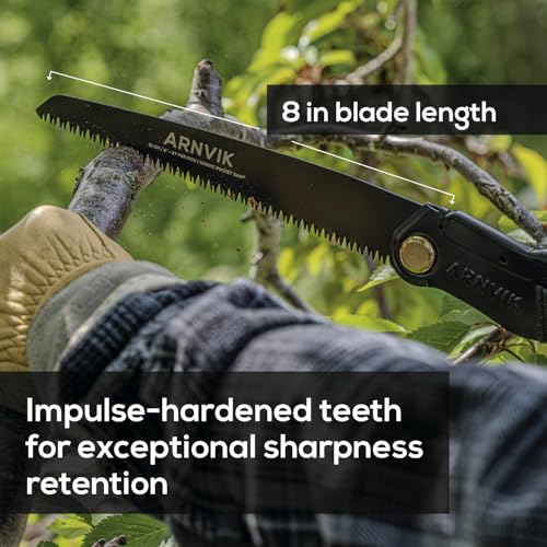 Nordic Pruning Saw for Gardening & Folding Saw Bushcraft - Arnvik - 8 Teeth per Inch - 8 in Hardened SK5 Steel Blade for Wood - For Cutting Trees in Your Garden or Firewood when Camping - style: Saw
