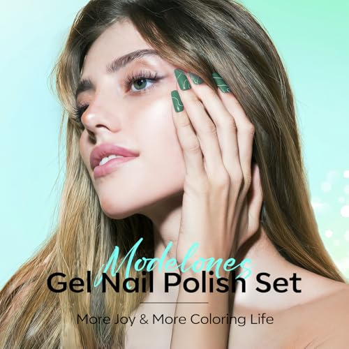 modelones Green Blue Grey Gel Nail Polish Set 6 Colors - color: A Green Blue Grey