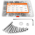 630PCS M3 x 4/5/6/8/10/12/14/16/18/20/25mm Button Head Socket Cap Screws Bolts and Nuts Flat Washers Assortment Kit, 304 Stainless Steel, Metric Machine Fully Thread, Allen Hex Drive - size: M3 Button Head (630PCS)