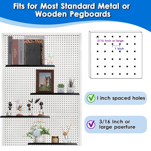 Kokone 2 Pack Metal Pegboard Shelves with Lip for 3/16 Inch(4.5mm) Paerture - size: 2 Pack