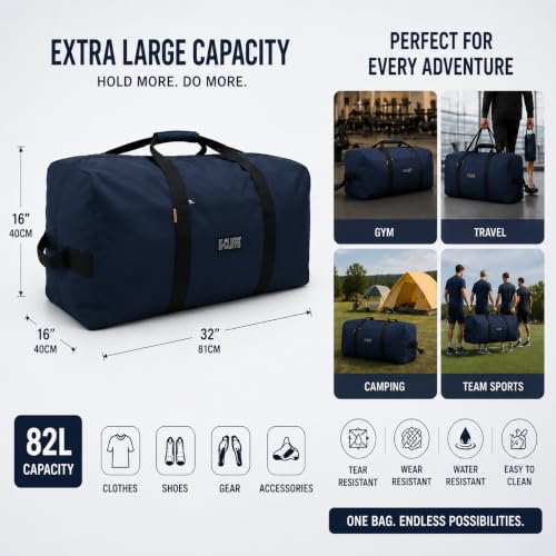 Heavy Duty Cargo Duffel Large Sport Gear Drum Set Equipment Hardware Travel Bag Rooftop Rack Bag - color: Navy, size: 24" x 12" x 12"