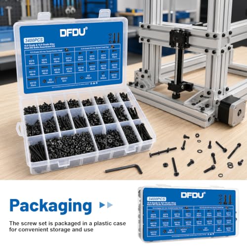 3400PCS M3 Hex Socket Button & Cap Head Screws Kit 12.9 & 10.9 Steel - size: G12.9 M3 3400PCS