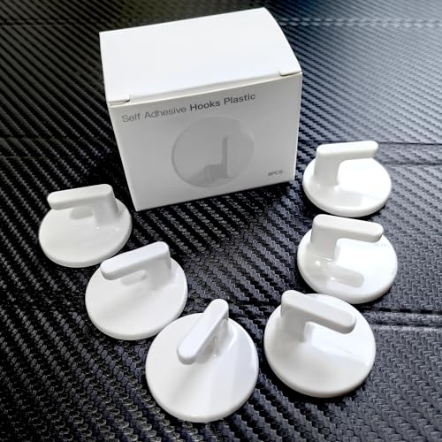 lightstar 6 Pcs Adhesive Plastic Hooks - Small Wall Hooks for Hanging, Drill-Free, Seamless - Kitchen Bathroom - 34 * 34 * 21 mm, White - color: For 1.6 LB