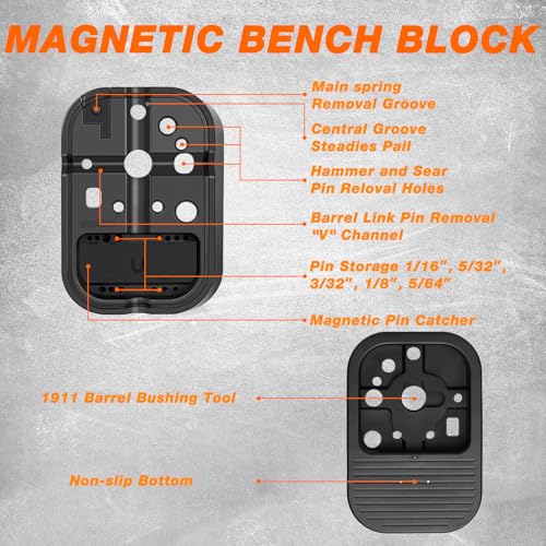 BESTNULE 25pc Punch Set and Hammer, Roll Pin Punch Set with Bench Block - size: 25-piece set