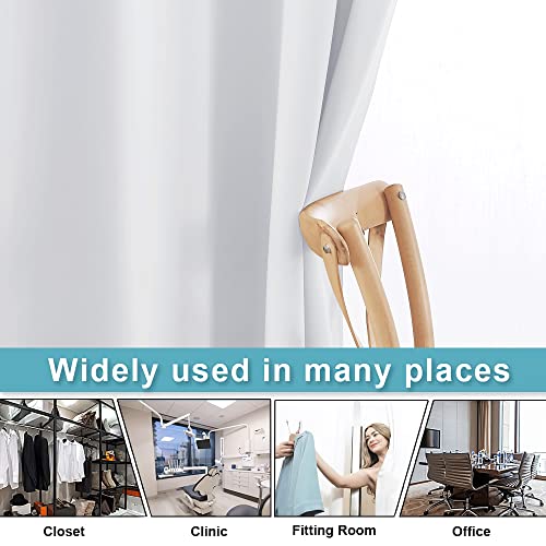 RYB HOME Room Divider for Space, Furniture Protection Blackout Curtain - color: Greyish White, size: 100"W x 84"L (Pack of 1)