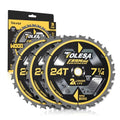 TOLESA 7-1/4 Circular Saw Blades, 24T Framing for Woodworking, 3-Pack - size: 7-1/4'', style: 24T