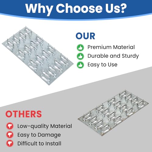 60 Pack Truss Plates, 4" x 2" Pronged Truss Mending Plate with Nail Teeth, Galvanized Steel Repair Tie Plate Bracket for Roofting Truss Wood Timber Connector - size: 4" x 2"