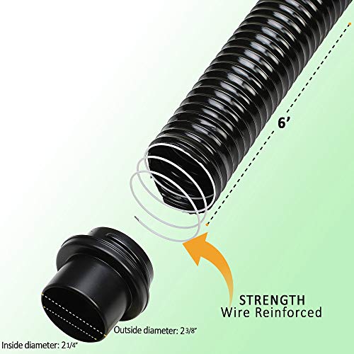 2 1/2 Vaccum Dust Collection Hose Accessories for Woodworking Shop Vac Saw Dust Floor Nozzle, Brush, and Hose Kit for Shop Vac (6’ Hose) - size: Hose 6'