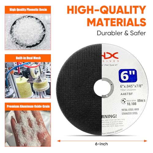 THX 6 Inch Cut Off Wheel,Long-Lasting Thin Cutting Wheel,12 Pack - size: 6" x 0.045" x 7/8"
