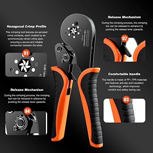 Ferrule Crimping Tool kit AWG30-5 Self-Adjusting Wire Ferrule Crimper Set with 1800PCS Wire End Ferrule Terminals