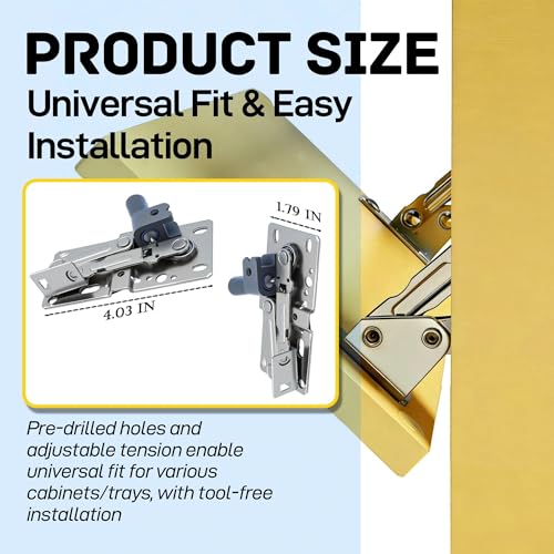 LD-0220-50SC Soft-Close Pivot Hinges 2-Pack, Silent Tip Out Tray & Cabinet Hinges, Heavy-Duty Self-Closing for Kitchen/Bathroom (Silver)