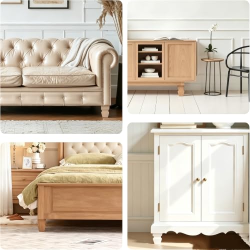Set of 4 Wooden Furniture Legs 6inches with Mounting Plates Screws Wood Unpainted European Style Replacement Furniture Feet for Couch Cabinet Sofa Ottoman TV Stand Home DIY Projects (15cm（6inch）)