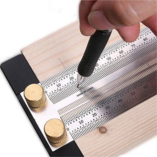 Ultra Precise Marking T-Rule Stainless Steel Marking Ruler,T Square High Precision Woodworking Tools Compatible Mechanical Pencil,Positioning Scribbling Gauge for Carpenter Engineer (120mm)… - style: 120mm