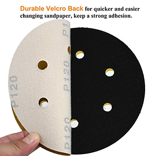 6-Inch 6-Hole Hook and Loop Gold Sanding Discs 120-Grit, 100-Pack - style: 120 Grit