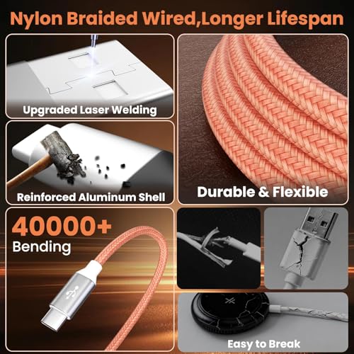 Dual Type-C 4IN2 Multi Charger Cable for iWatch/iPhone/L 5FT 2P - color: Orange_2, size: 2PCS&5FT