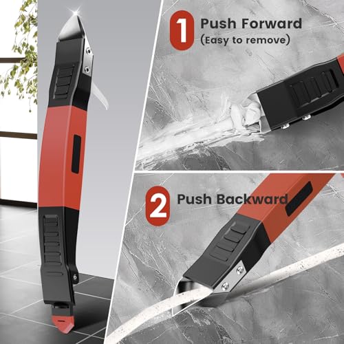6 in 1 Silicone Caulking Tool Kit, Caulk Grout Remover Tool (Red) - color: Red