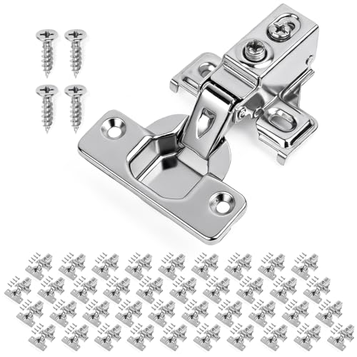 Mousike 40 Pack (20 Pair) Soft Close Cabinet Hinges, 1/2 Overlay Soft Close Hinges for Kitchen Cabinet, Stainless Steel, Built-in Damper, 100 Degree Opening Angle, 6 Way Adjustment - color: Silver, size: 40 Pack