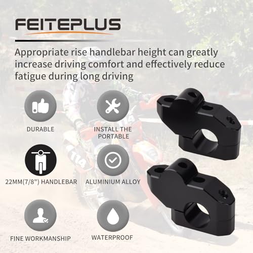 7/8" Universal Handlebar Bar Risers Motorcycle Bar Clamps For Motorbike Pit Dirt Bikes Black Riser Extend, Height 26 mm(1.02"), 20mm (0.79") Backward or Forward, Black