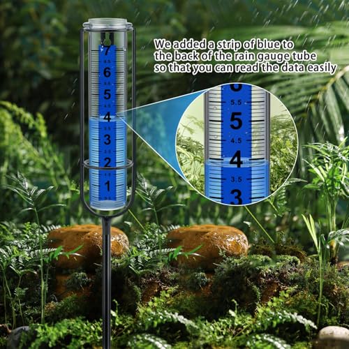 Rain Gauge Outdoor，7" Freeze Proof Rain gauges for Yard with Stake - size: 3-Section Rain gauge Black