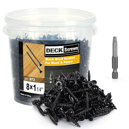 Deck Screws #8X1-1/4’’, T25 Star Torx Drive Flat Head Wood Screws, Black, 5lb - color: Black, size: 8X1-1/4’’