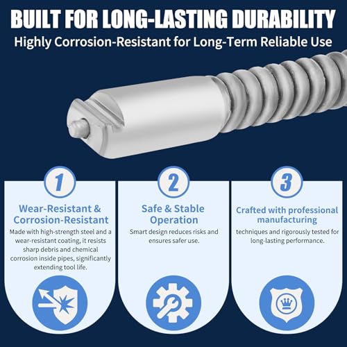 Upgraded 87597 1/2-Inch x 75-Feet C-45IW Solid Core Cable, Compatible with RIDGID K-3800, K-400 & More, Inner Core Cable for Home Drain, Drain Cleaning Equipment, Steel Pipe Snake for Drain Cleaning