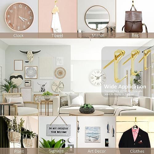 200Pcs Picture Hanging Kit with Nails & Hooks 10/30/50lb for Drywall - style: Gold