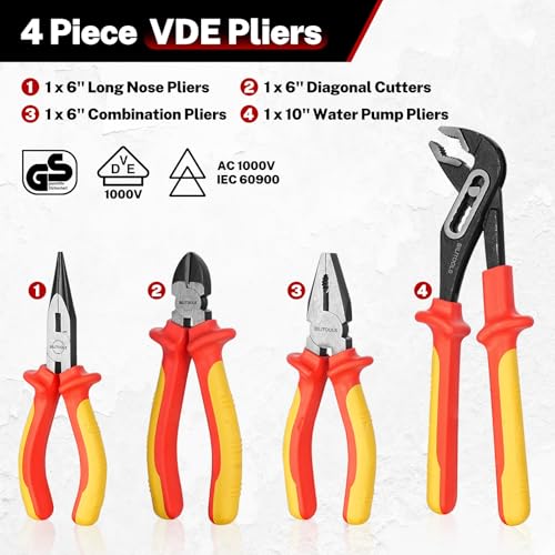BILITOOLS 1000V Insulated Electrician Tools Set, Insulated Screwdrivers Set - color: 12pc Screwdriver & Pliers Set, size: Insulated Screwdriver Set
