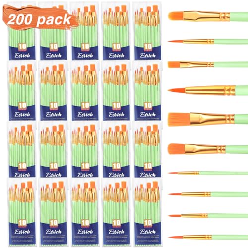 ESRICH 200PCS Paint Brushes, Paint Brush for Acrylic Painting - color: Green, size: 200