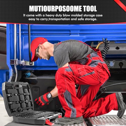 TILIBOTE 3/8“ Impact Socket Set, 74-Piece Drive 6-Point Deep Socket Wrench Set with 72-Tooth Ratchet, Standard SAE 5/16” - 7/8" & Metric 8mm - 22mm, Set for Home Use and Automotive Repair. - size: 3/8"