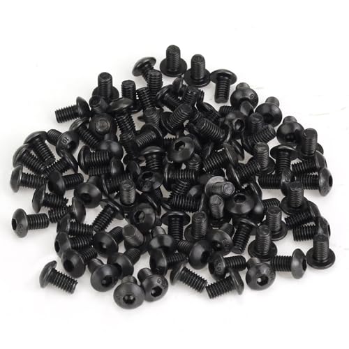 105 Pieces M3 x 5mm Button Head Socket Cap Screws, Thread Pitch 0.5mm, Sutemribor M3 Black Screws, 10.9 Grade Alloy Steel, Black Oxide Finish, Fully Threaded - size: M3 x 5mm, style: Button Head