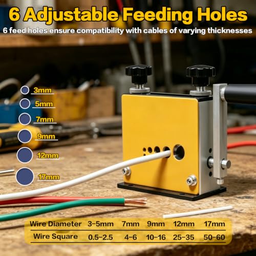 Wire Stripper Machine Gauge Wire 3-17mm, Manual & Electric Drill Compatible Copper Wire Stripping Tool with 6 Channels 5 Blades, Scrap Wire Stripping Machine for Efficient Cable Stripping - size: large size