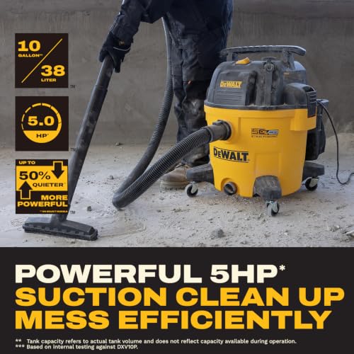 DEWALT Stealthsonic 10 Gallon 5HP Quiet Shop Vacuum Wet and Dry, DXV10P-QTA - size: 10 Gallon