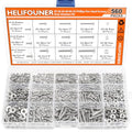 HELIFOUNER 560 Pieces #2-56#4-40#6-32 Phillips Pan Head Machine Screws Nuts Washers Assortment Kit, Coarse Thread, Fully Machine Threaded, 304 Stainless Steel - size: #2-56 / #4-40 / #6-32, style: Phillips Pan Head