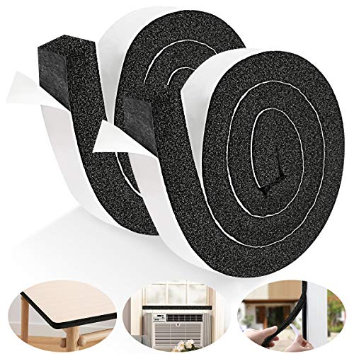 YIJUHOU 2 Rolls 1.18 Inch X 1 Inch Open Cell Foam Tape for Window Air Conditioner Insulation,High Resilience Weatherstrip Window Seal,Block The Draft and Cool Air Loss,Total 11FT - size: 1.18IN*1IN*11FT