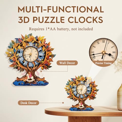 3D Wooden Puzzles for Adults-Tree of Life Clock Puzzle-Adult Craft - color: Tree of Life Clock