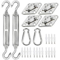 YOFIT 40 Pcs Shade Sail Hardware Kit, 5 Inch Outdoor Sun Sail Accessories, 304 Stainless Steel Turnbuckles & Brackets for Triangle/Rectangle Sails, Patio Canopy Installation Hardware Set Waterproof - size: 5 inch 40 pcs